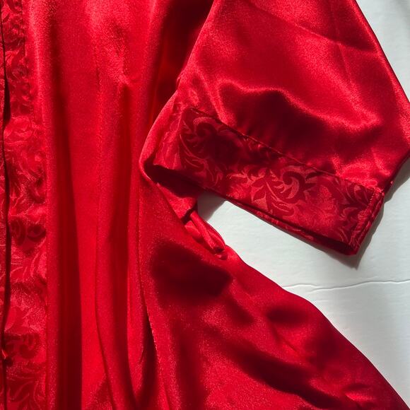 Vintage Red Satin Robe Lingerie Cacique Cardigan - Picture 6 of 11